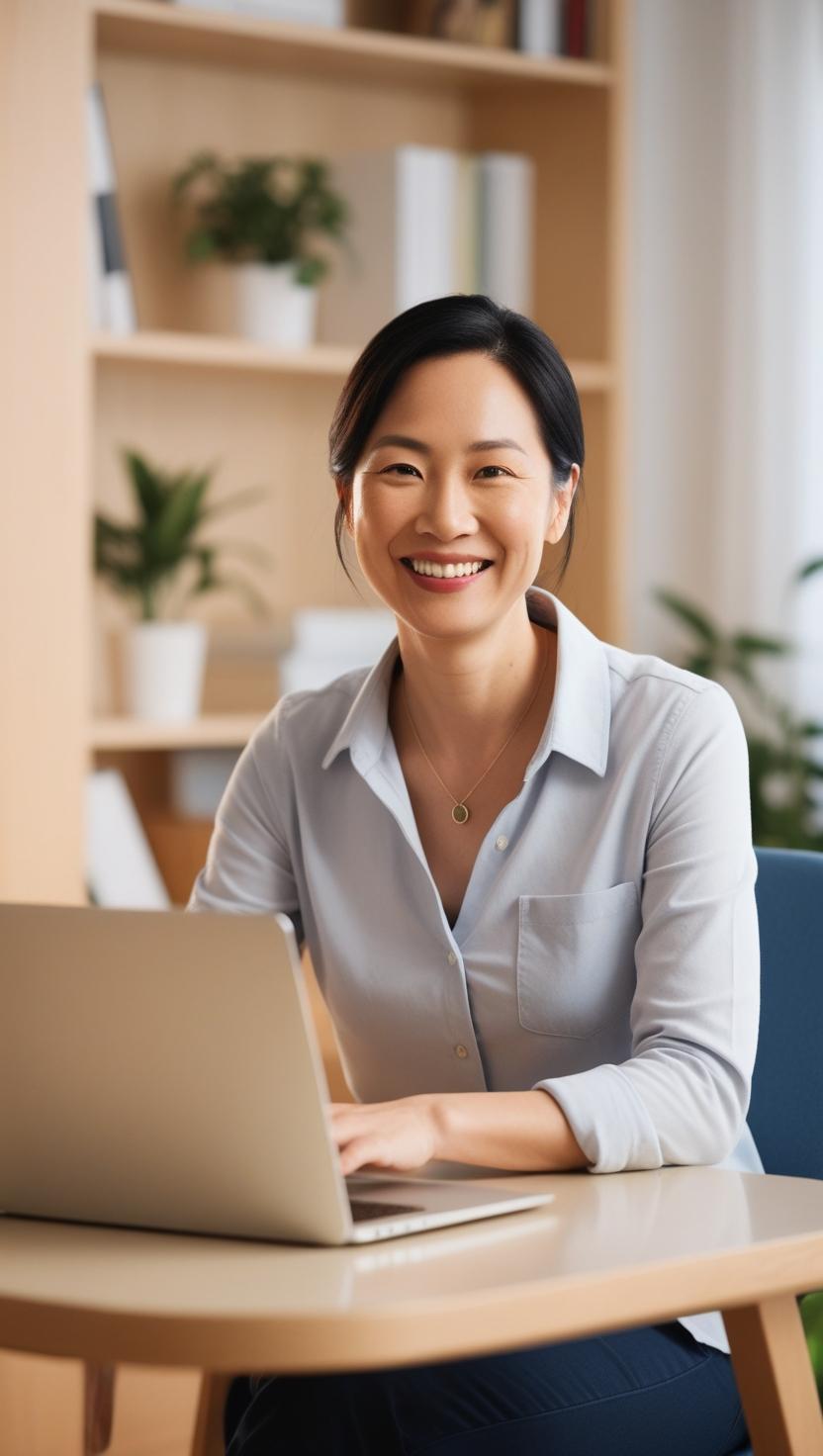 Create an image that invites the viewer to become an online teacher. Do not make it a cartoon, do not have too many people in it, and do not have anything written on it.